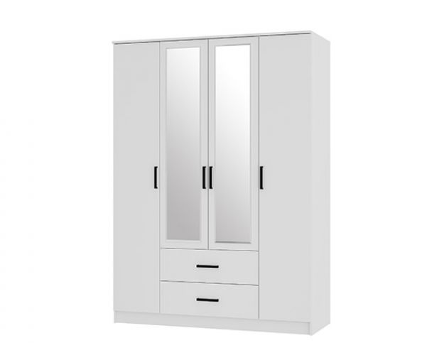 Шкаф 4-х створчатый ШК-14 Спальня Фьюжн (белый/белый)