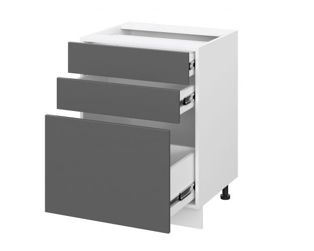 Норд ШН3Я 600 Шкаф нижний с 3-мя ящиками (Софт смок/корпус Белый)