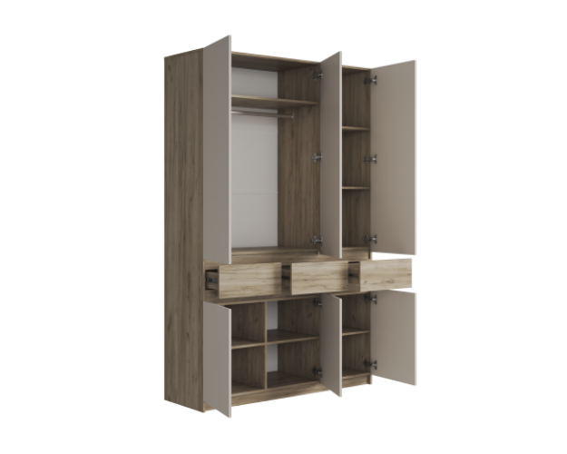 Шкаф трехстворчатый ШК-002 Бостон дуб крафт золотой / кашемир