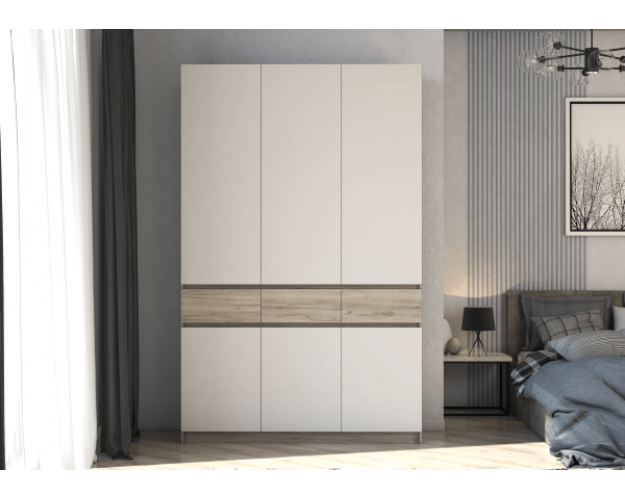 Шкаф трехстворчатый ШК-002 Бостон дуб крафт золотой / кашемир