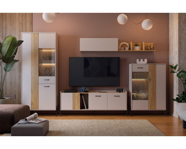 Модульная гостиная Доминика К5 кашемир / дуб крафт золотой