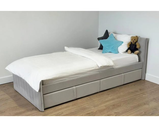 Кровать с ящиками Твикс 900 галька (велюр)
