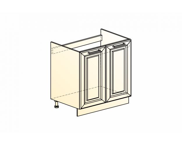 Монако Шкаф рабочий под мойку L800 (2 дв. гл.) (Белый/Айвори матовый)