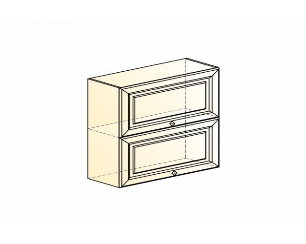 Монако Шкаф навесной L800 Н720 (2 дв. гл.гориз.) (Белый/Айвори матовый)