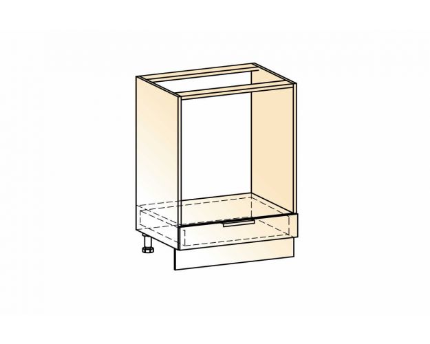 Стоун Шкаф рабочий под духовку L600 (1 ящ.) (белый/акация светлая)