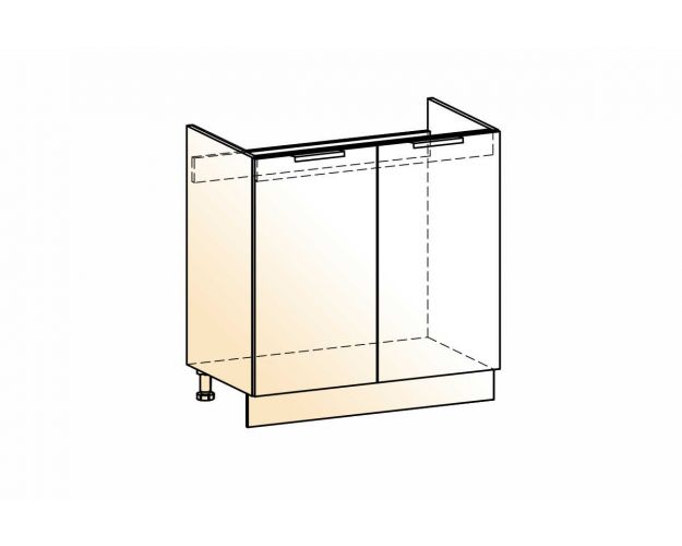 Стоун Шкаф рабочий под мойку L800 (2 дв. гл.) (белый/камень светло-серый)