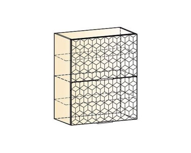 Стоун Шкаф навесной L800 Н900 (2 дв. гл.гориз.) с фрезеровкой (белый/джелато софттач)