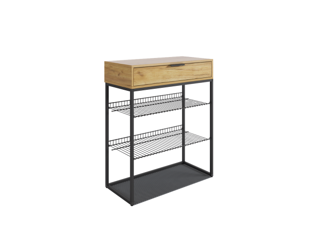 Обувница Краш черный муар / дуб крафт золотой