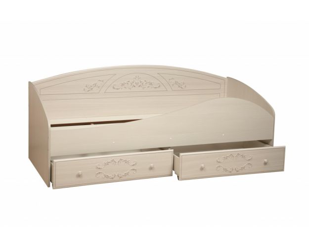 Кровать с защитным бортом "Каролина" (патина)(вудлайн кремовый/ПВХ Сандал белый)/осн.