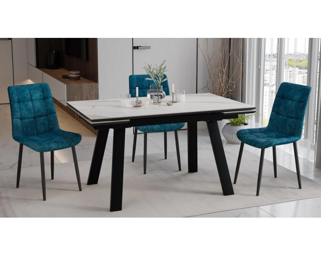 Стол обеденный Дэкстон тип 1 черный муар / белый мрамор