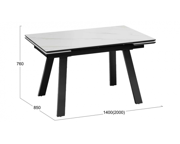 Стол обеденный Дэкстон тип 1 черный муар / белый мрамор