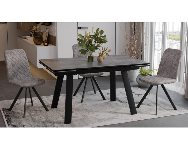 Стол обеденный Дэкстон тип 1 черный муар / серый мрамор