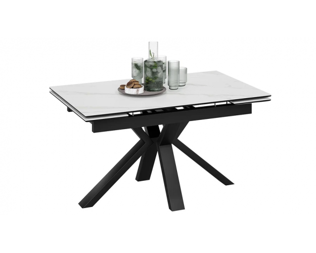 Стол обеденный Дерби тип 1 черный муар / белый мрамор