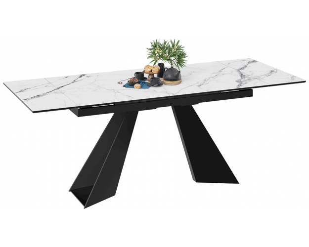 Стол обеденный Гермес черный муар / белый мрамор