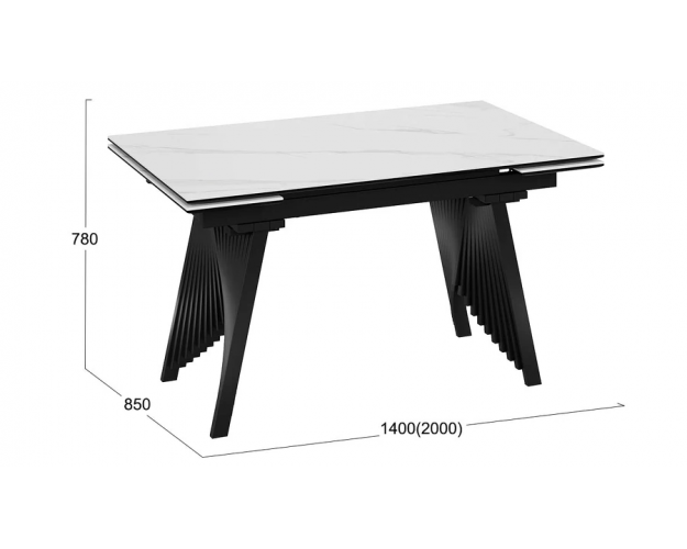 Стол обеденный Шелдон тип 1 черный муар / белый мрамор