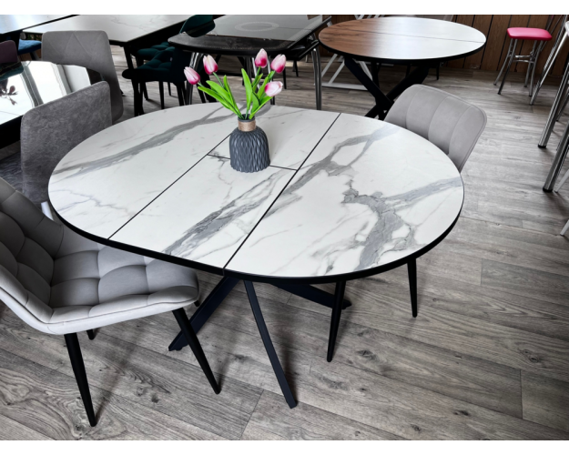 Стол обеденный раздвижной Смит мрамор белый 