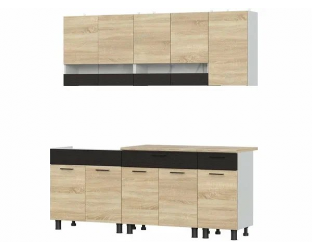 Кухонный гарнитур "КГ 9" 2.0 серия 2 белый / дуб венге / дуб сонома