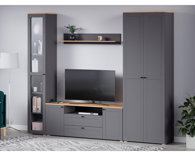 Тумба под ТВ Остин 16.47 серый графит / дуб вотан