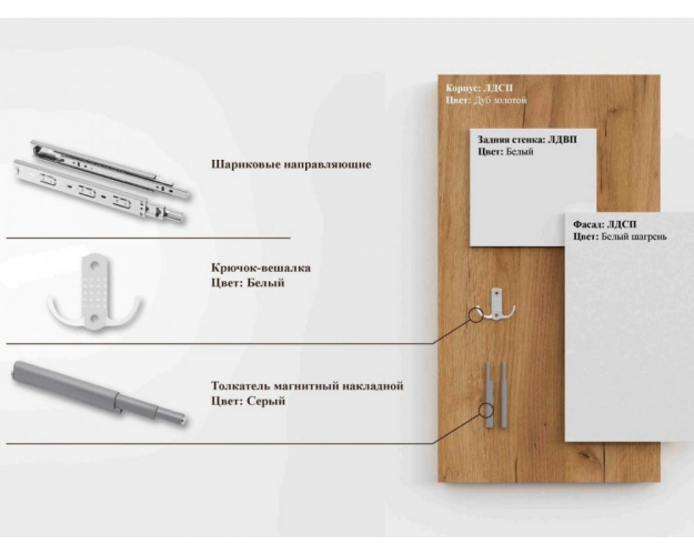 Шкаф двухстворчатый с ящиками Некст 1 дуб золотой / белый